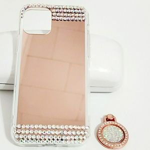 Bling bling gold rose phone case with hold…